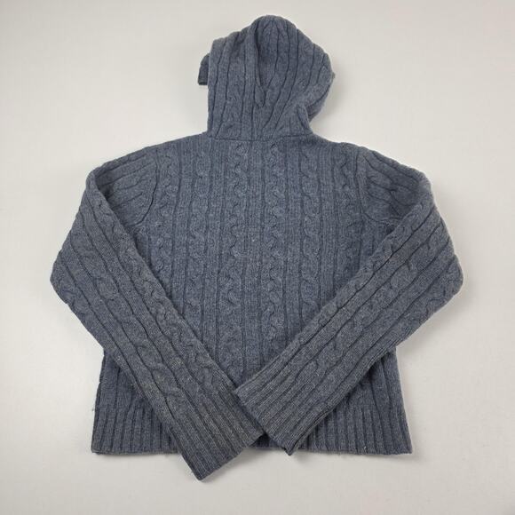 VTG Y2K Abercrombie & Fitch Sweater Womens M babydoll Hooded Cable Knit Wool - Picture 10 of 10